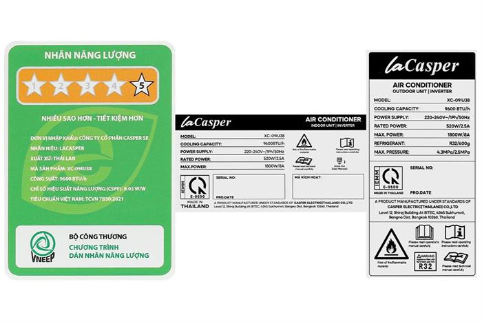 Điều Hòa LaCasper Inverter 9000 BTU 1 Chiều XC-09IU38 - Mẫu 2025